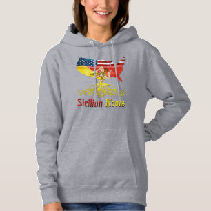 Pull À Capuche Sicilienne Américaine Racines, Drapeau Sicile