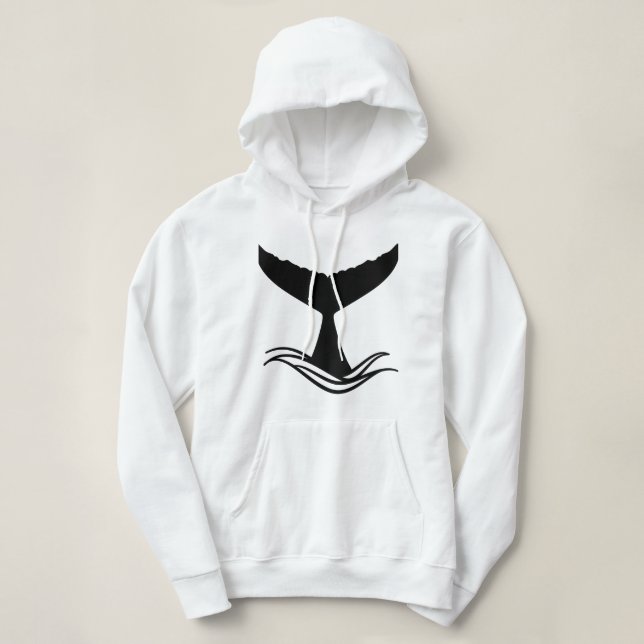 Pull À Capuche Silhouette de la queue de baleine d'Ocean Wave (Design devant)