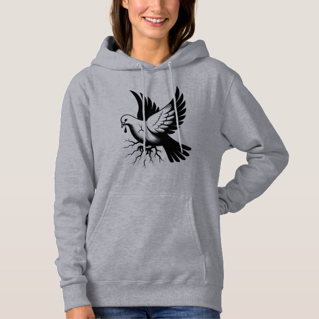 Pull À Capuche silhouette d'un oiseau, T-shirt (Devant)