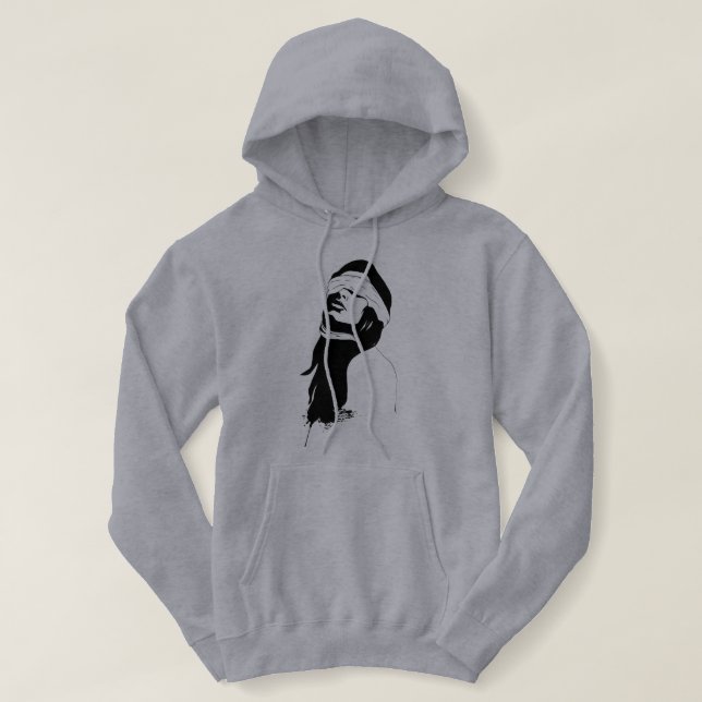 Pull À Capuche Silhouette surreal art hoodie black and white (Design devant)