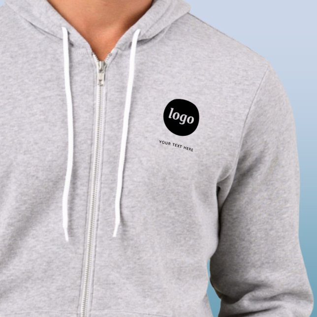 Pull À Capuche Simple Logo and Text Business (Simple logo with custom text business branding promotional crest zip hoodie)