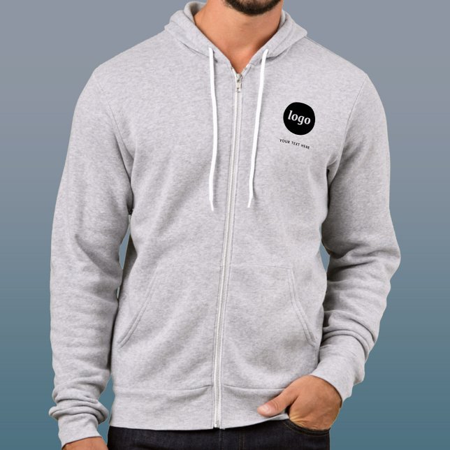 Pull À Capuche Simple Logo and Text Business T-Shirt (Simple logo with custom text business branding promotional crest hoodie t-shirt for sale or uniform )