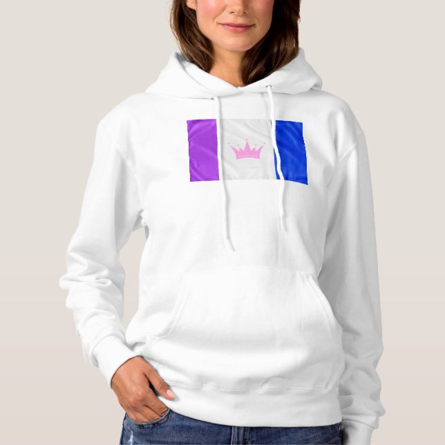 Pull À Capuche SlipperyJoe drag drapeau de fierté violet blanc bl (Devant)