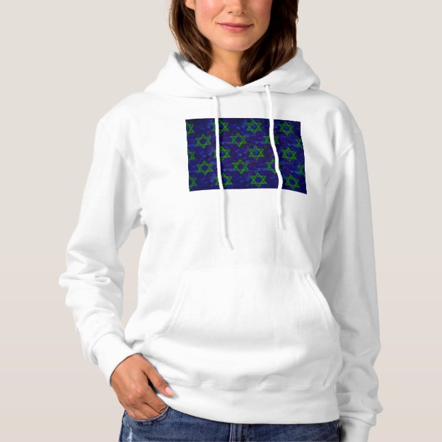 Pull À Capuche SlipperyJoe's Hanukkah rangées vertes Étoiles de D (Devant)