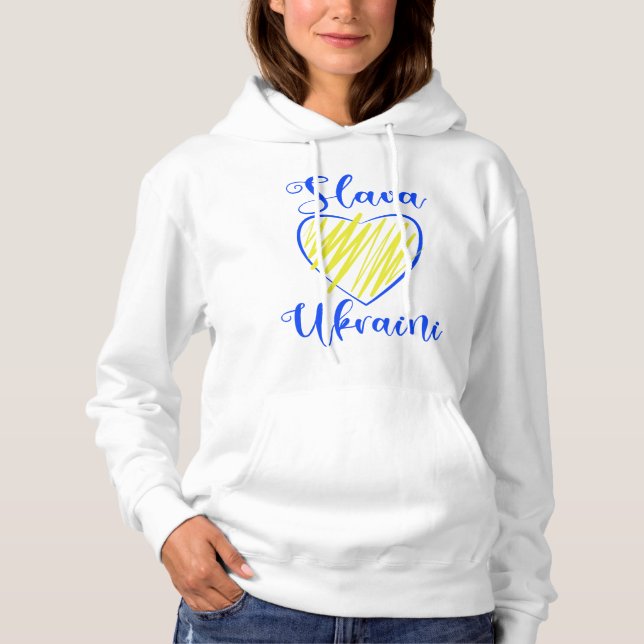 Pull À Capuche Slogan Slava La gloire ukrainienne au coeur de l'U (Devant)