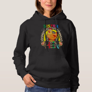 Pull À Capuche Soeur Hen Fleurs mignonnes Hen Leopard Rainbow Mot