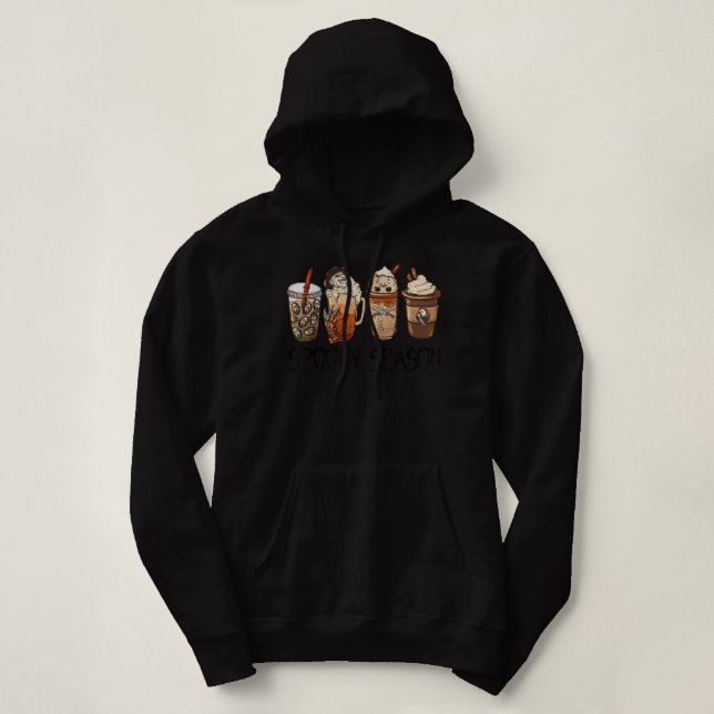 Pull À Capuche Spooky Season Horror Fall Coffee Halloween Autumn (Design devant)