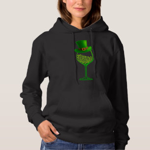 Pull À Capuche St Patrick S Jour Shamrock Vin Verre Costume Homme