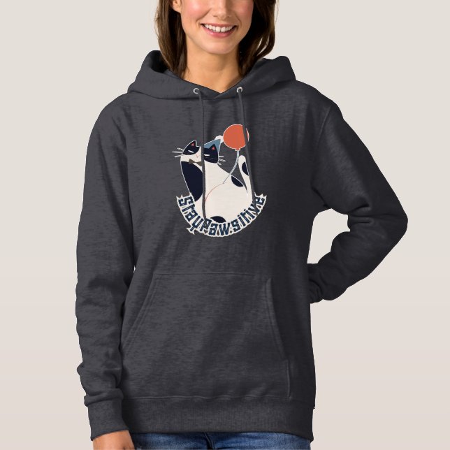 Pull À Capuche Stay Pawsitive Cute Tuxedo Cat Motivational Hoodie (Devant)