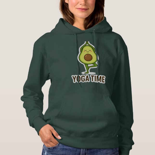 Pull À Capuche Sticker De Yoga De L'Avocado Cute (Devant)