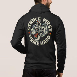 Pull À Capuche strike_hard_ strike first tigre tattoo slogan old 