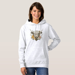Pull À Capuche Style agricole Highland Cow Graphic