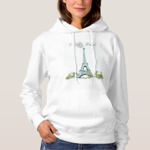 Pull À Capuche Stylo Tour Eiffel et croquis d'encre   I heart Par