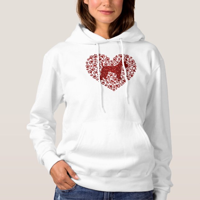 Pull À Capuche Sudadera Schnauzer Silhouette Heart Paws Adorable (Devant)