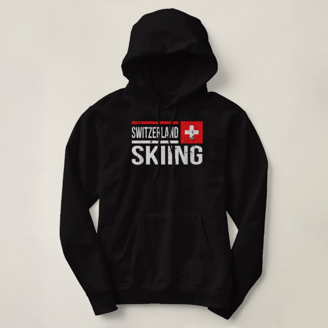 Pull À Capuche Suisse Ski Skier Drapeau Suisse Mountain Winte (Design devant)