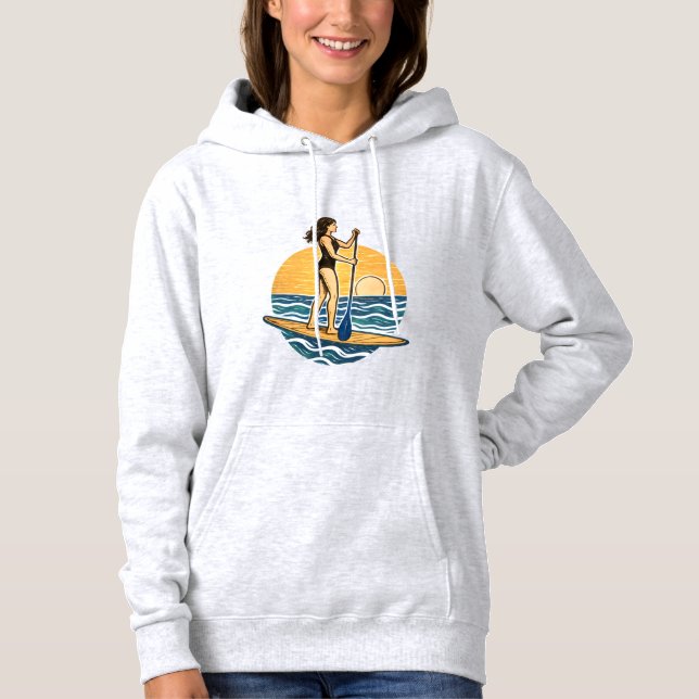 Pull À Capuche SUP Sunset Paddleboard Coastal Life Graphic Print (Devant)