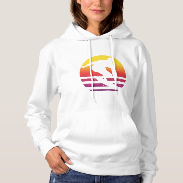 Pull À Capuche Surfeur Surf Rétro Coucher de Soleil (Devant)