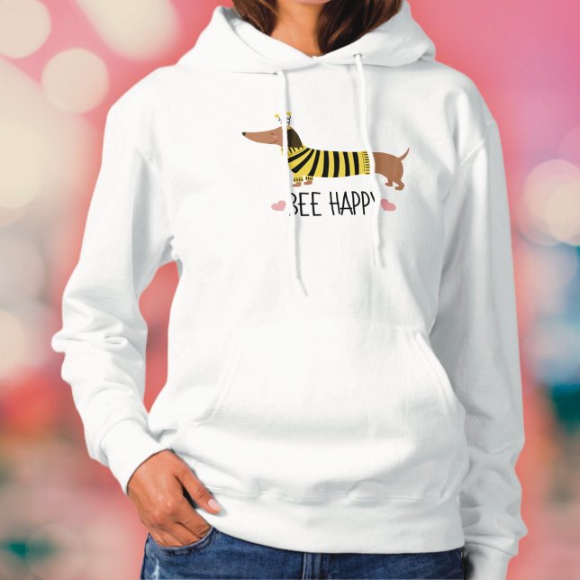 Pull À Capuche Sweat-shirt à capuche Bumblebee Joyeux Dachshund (Créateur téléchargé)