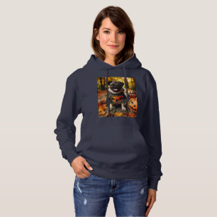 Pull À Capuche Sweatshirt avec un chien carlin halloween