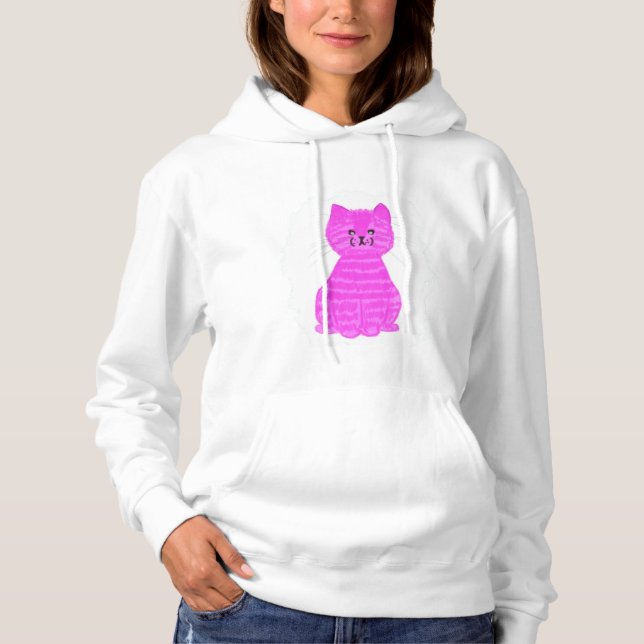 Pull À Capuche Sweatshirt de chat rayé rose (Devant)