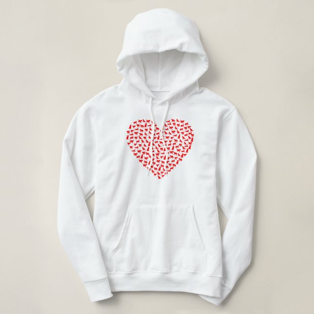 Pull À Capuche Sweatshirt de coeur de chat de jour de Valentines (Design devant)