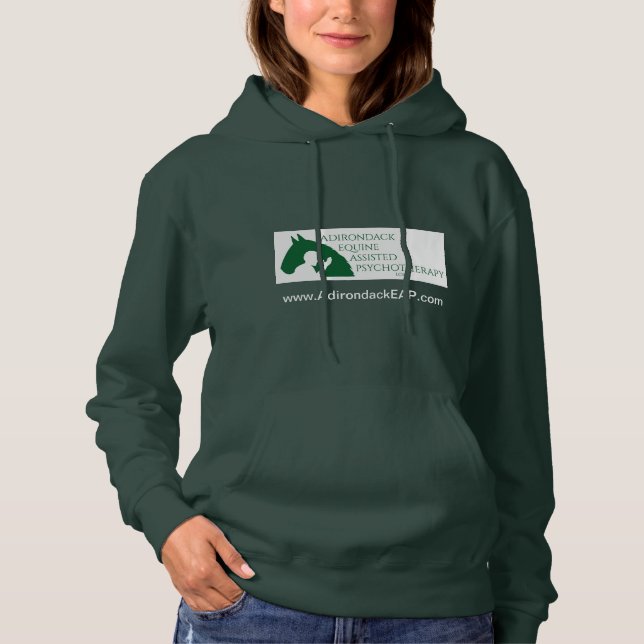 Pull À Capuche sweatshirt féminine verte avec le logo Adk EAP (Devant)