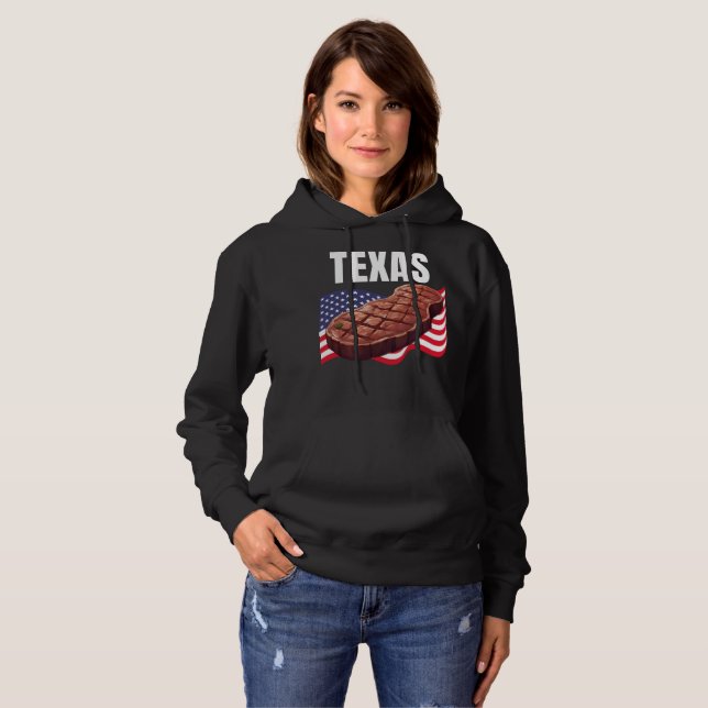 Pull À Capuche Sweatshirt noire à capuche des femmes du Texas (Devant entier)