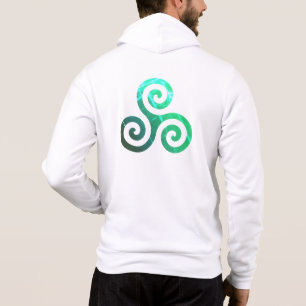 Pull À Capuche Symbole celtique antique Emerald Triskele Blanc