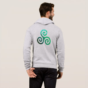 Pull À Capuche Symbole celtique antique Emerald Triskele gris cla