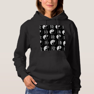 Pull À Capuche Symbole Yinyang noir Motif de texte chinois
