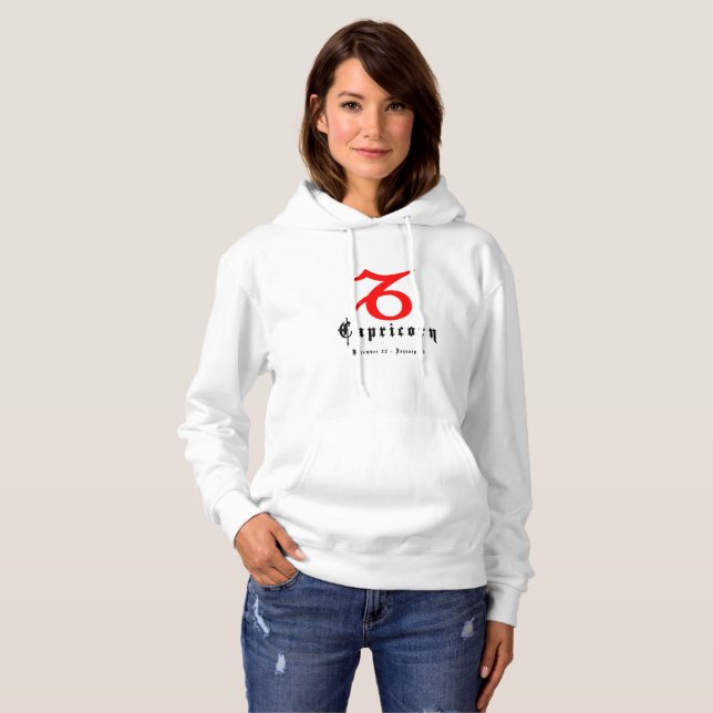 Pull À Capuche Symbole zodiaque de Capricorne (Devant entier)