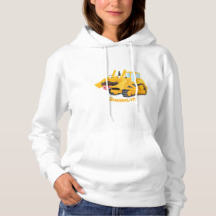 Pull À Capuche Sympa joli caractère de dessin animé au bulldozer 