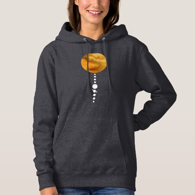 Pull À Capuche Système solaire minimal (Devant)