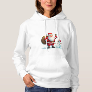 Pull À Capuche T-shirt Femme Jolly Père Noël & Frosty Friend