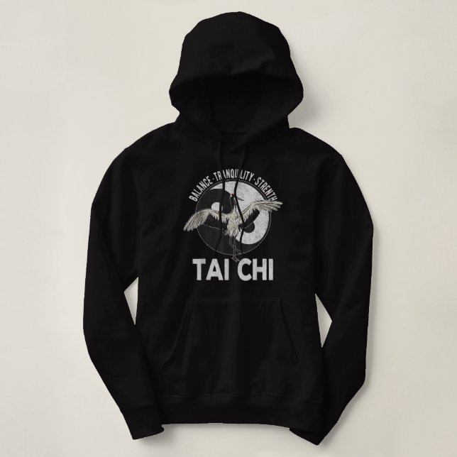 Pull À Capuche Tai Chi Yin Yang Crane Chinese Martial Arts Retro  (Design devant)