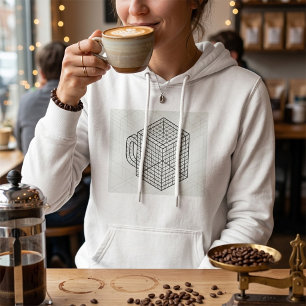 Pull À Capuche Tasse de café géométrique Art de grille isométriqu