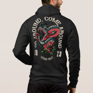 Pull À Capuche Tattoo go around . come around slogan serpent old