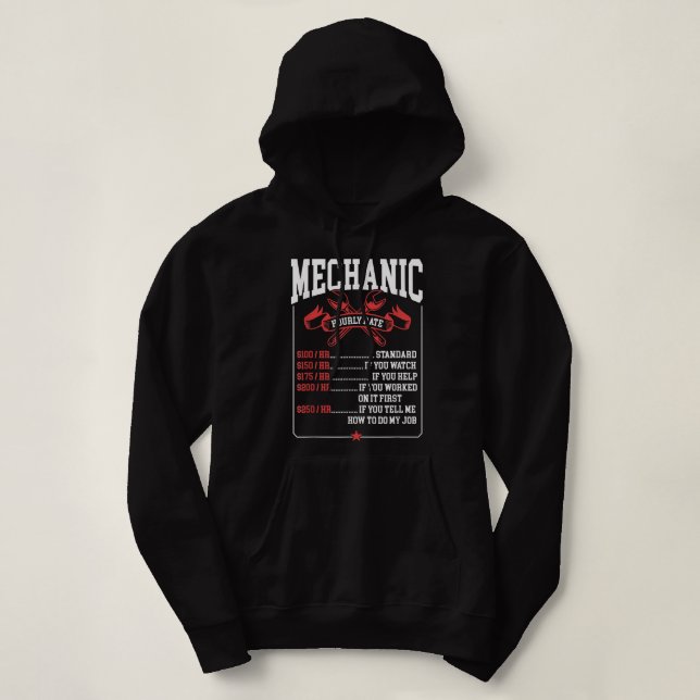 Pull À Capuche Taux horaire mécanique Taux de travail drôle Mécan (Design devant)