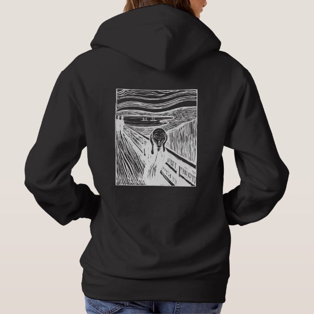 Pull À Capuche The Scream by Edvard Munch – White Line Art (Dos)