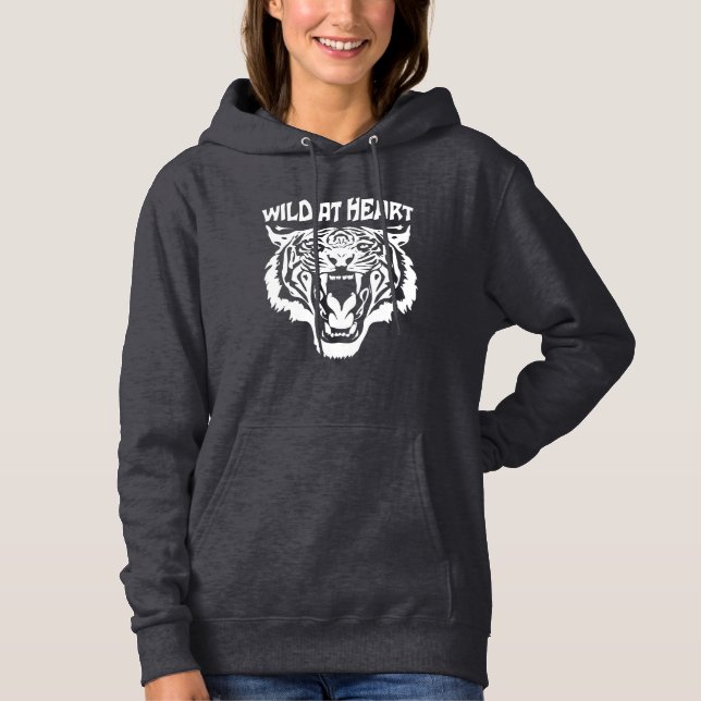 Pull À Capuche Tigre blanc rugissant | Sauvage au coeur (Devant)