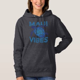 Pull À Capuche Tortue de mer tribale bleue polynésienne Maui Vibe