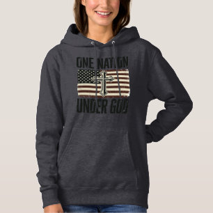 Pull À Capuche Une nation sous Dieu croix patriotique