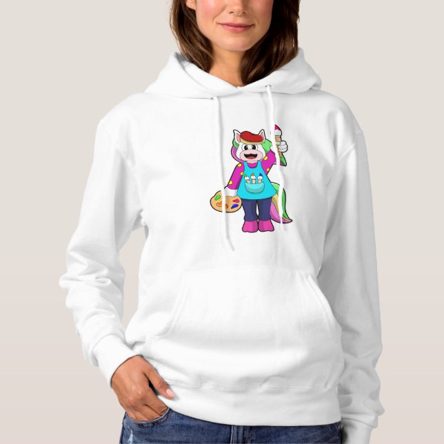 Pull À Capuche Unicorne en tant que peintre (Devant)