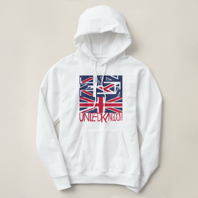 Pull À Capuche United Kingdom UK flag BY MASANSER PIXELAT (Design devant)