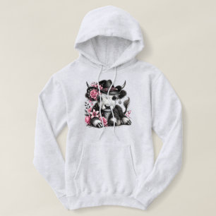 Pull À Capuche Vache Highland avec Casquette Floral