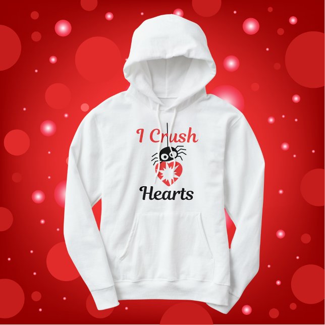 Pull À Capuche Valentine's I Crush Hearts mignon araignée | (Créateur téléchargé)