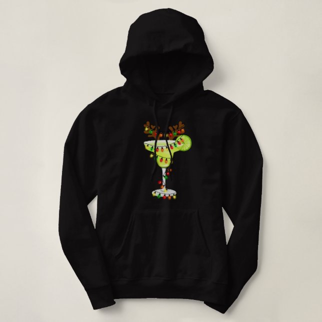 Pull À Capuche Verre de Margarita lumières de Noël Boire l'amour (Design devant)