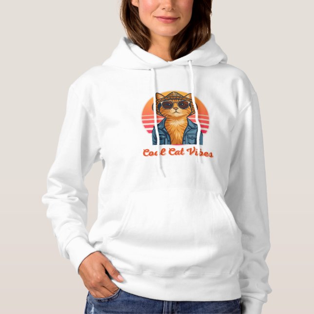 Pull À Capuche Vibes de chats cool 🌴 😎 (Devant)