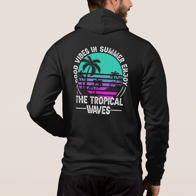 Pull À Capuche Vibes d'été tropical-82646 (Dos)