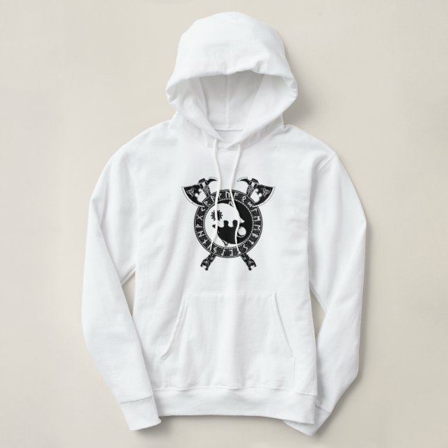 Pull À Capuche Viking Yin Yang Wolf Et Ax (Design devant)